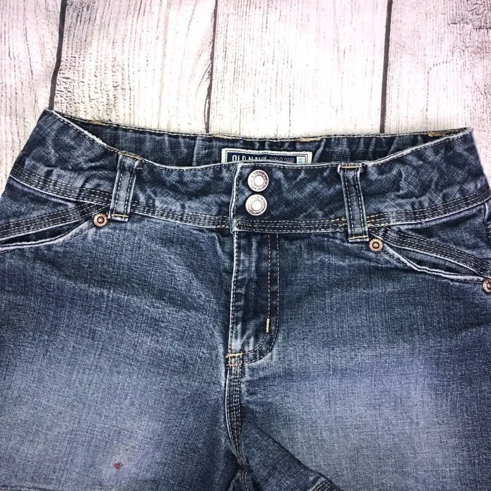 Old navy brand 100% cotton girls denim shorts dark blue  sz 8